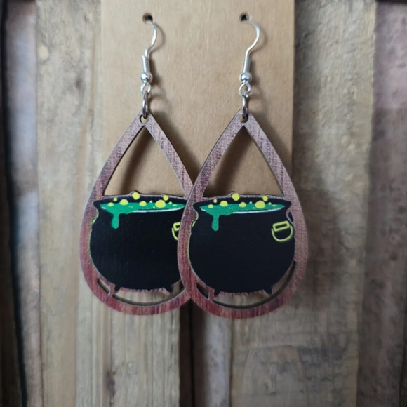 Halloween Wooden Earrings - Picture 1 of 1